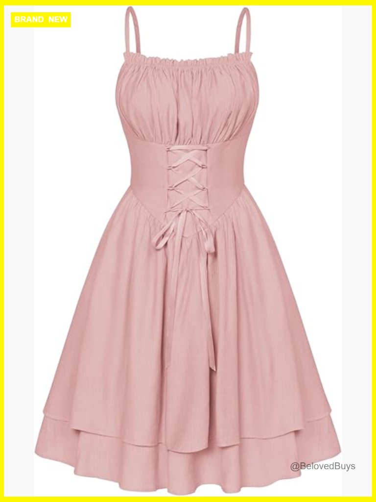 Corset Mini Dress With Lace-Up Waist, Soft Chiffon A-Line Sundress For Women
